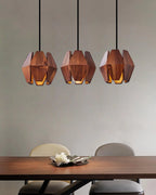 Pendant Light | Wood Geometric Shade & Adjustable Cord | Two Sizes