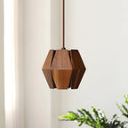 Pendant Light | Wood Geometric Shade & Adjustable Cord | Two Sizes