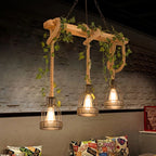 Pendant Light | Wood & Metal Caged Beam | 3/5-Light