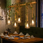 Pendant Light | Wood & Metal Caged Beam | 3/5-Light
