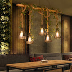 Pendant Light | Wood & Metal Caged Beam | 3/5-Light