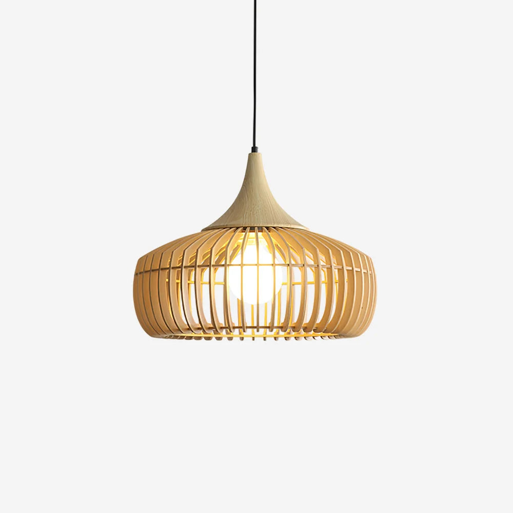 Pendant Light | Wood & Metal Damp-Rated & Dimmer Compatible