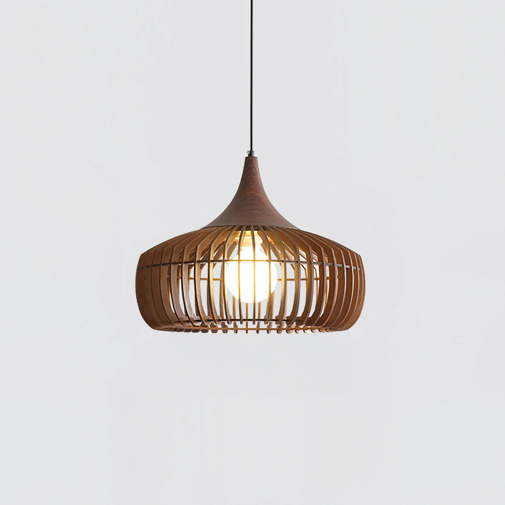 Pendant Light | Wood & Metal Damp-Rated & Dimmer Compatible