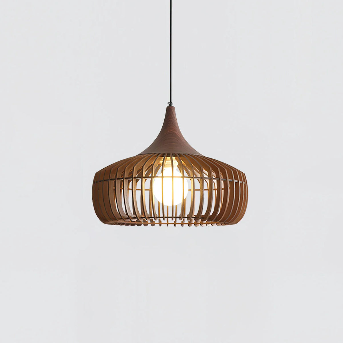 Pendant Light | Wood & Metal Damp-Rated & Dimmer Compatible