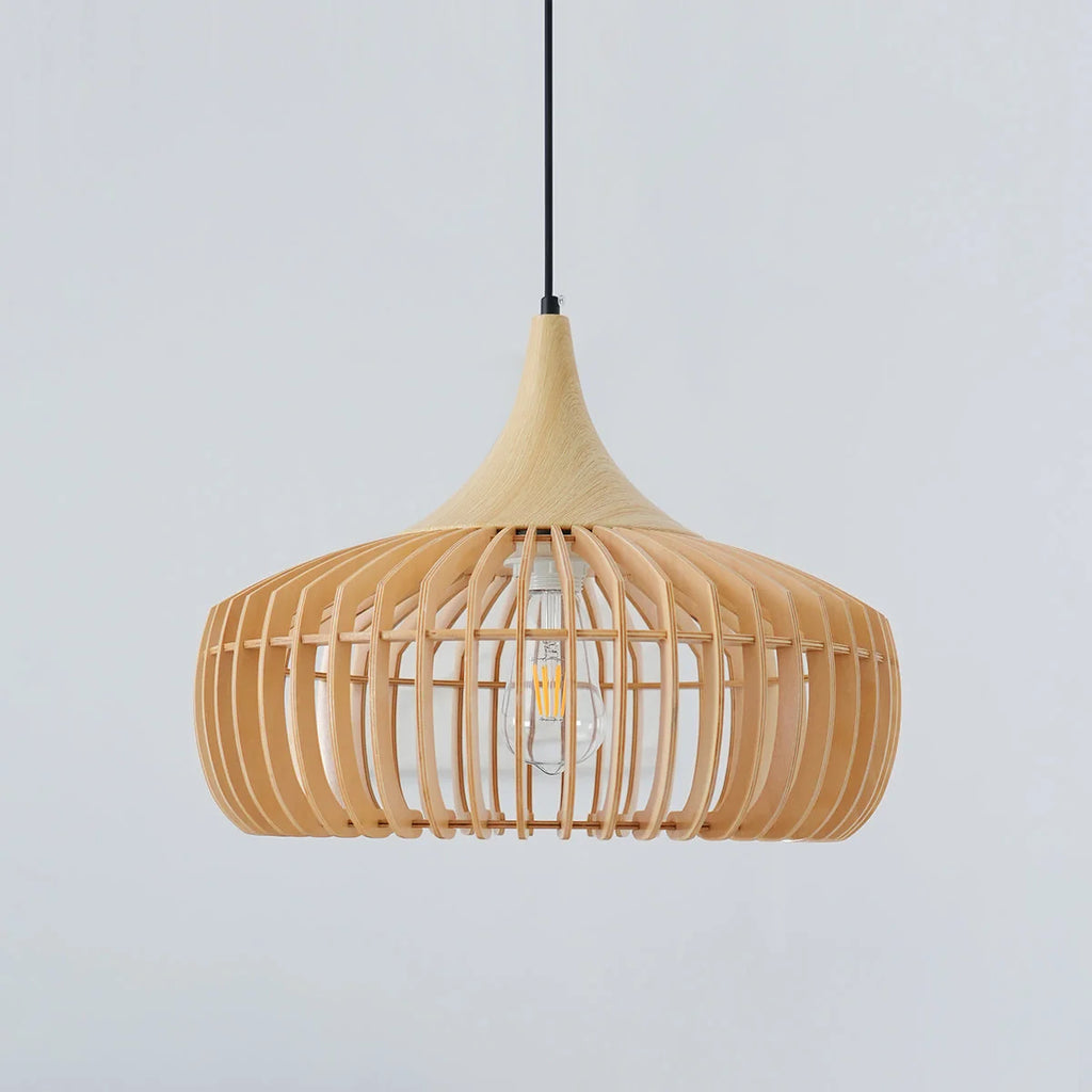 Pendant Light | Wood & Metal Damp-Rated & Dimmer Compatible