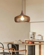 Pendant Light | Wood & Metal Dimmable & Damp-Rated | Hardwired