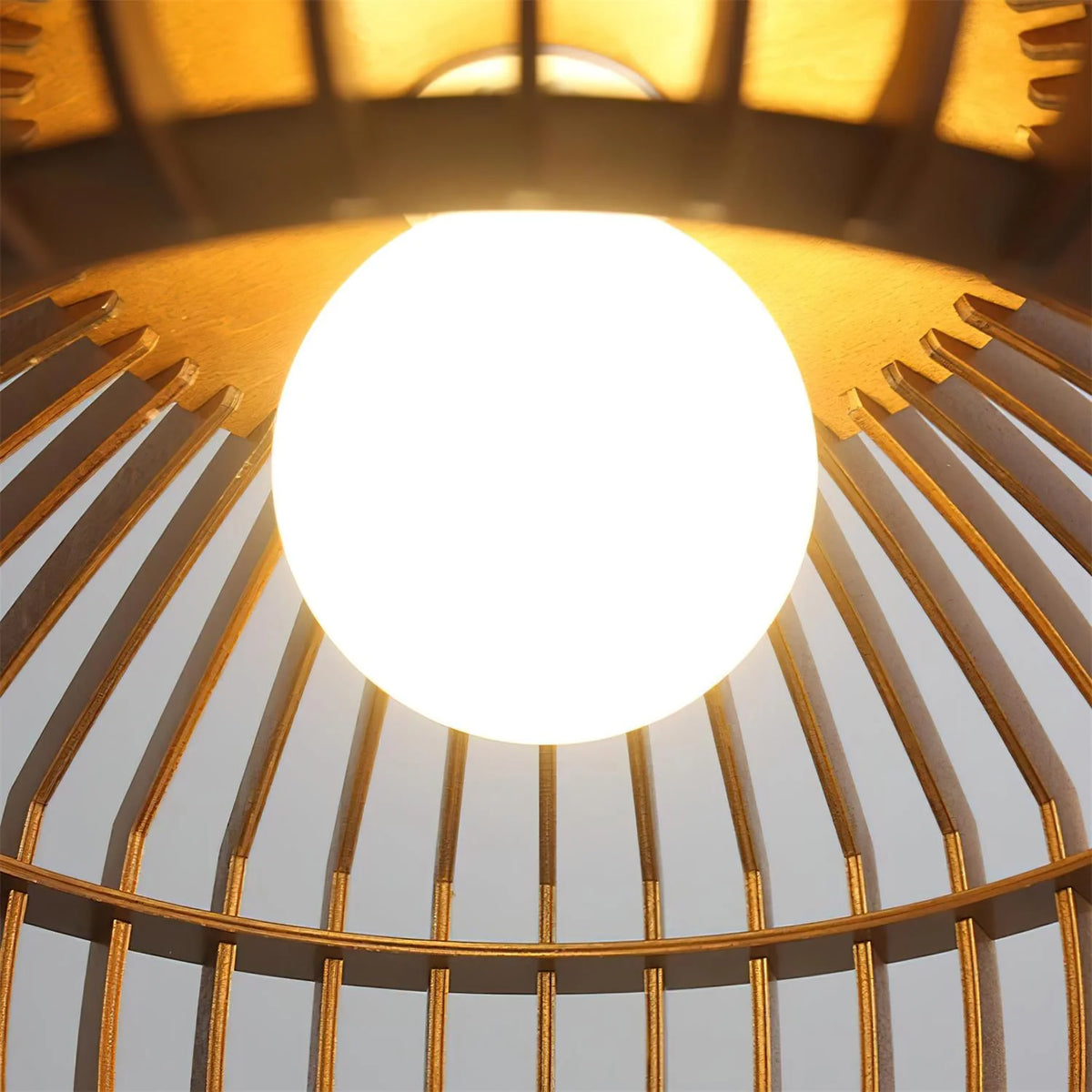 Pendant Light | Wood & Metal Dimmable & Damp-Rated | Hardwired
