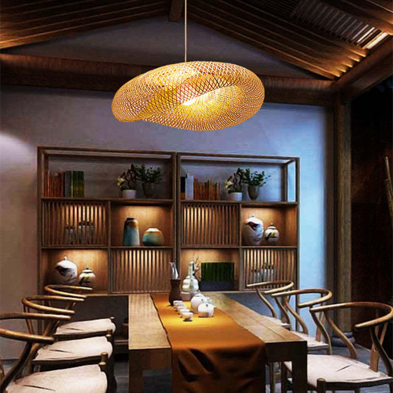 Pendant Light | Woven Bamboo Shade & LED Bulb Included