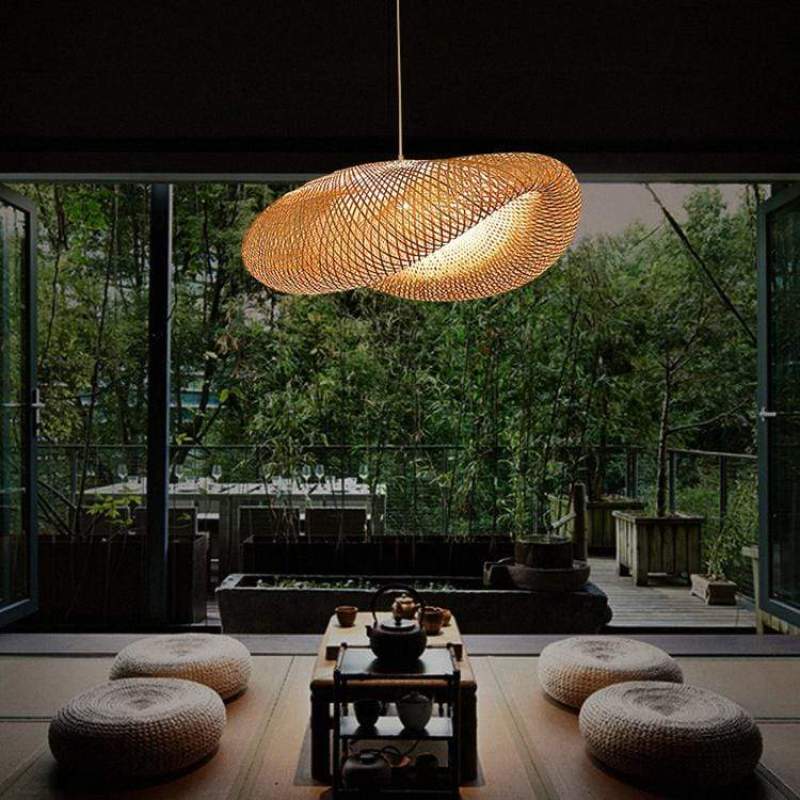 Pendant Light | Woven Bamboo Shade & LED Bulb Included