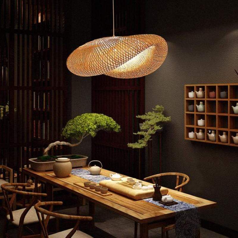 Pendant Light | Woven Bamboo Shade & LED Bulb Included