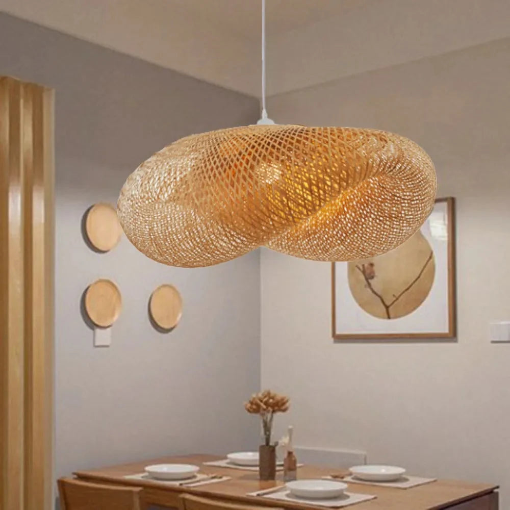 Pendant Light | Woven Bamboo Shade & LED Bulb Included