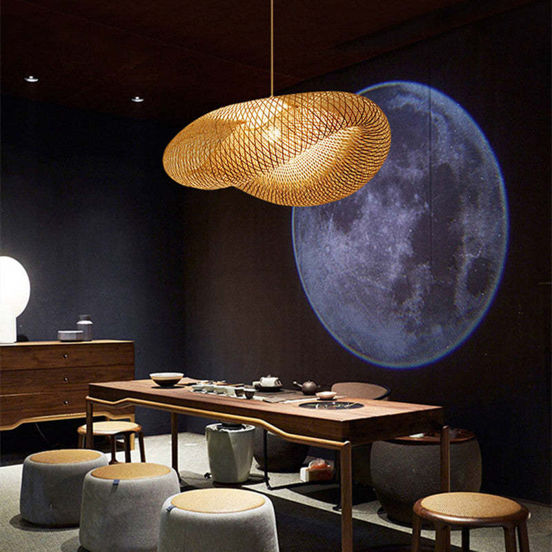 Pendant Light | Woven Bamboo Shade & LED Bulb Included