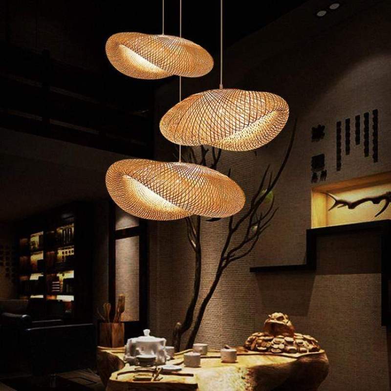 Pendant Light | Woven Bamboo Shade & LED Bulb Included