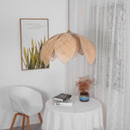 Pendant Light | Woven Rattan & Linen Shade | 65cm Diameter