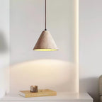 Pendant Light | Yellow Travertine & Metal | 16 cm Diameter