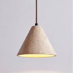 Pendant Light | Yellow Travertine & Metal | 16 cm Diameter