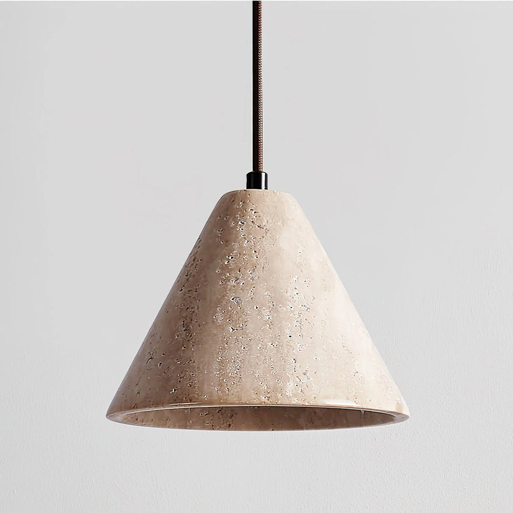Pendant Light | Yellow Travertine & Metal | 16 cm Diameter