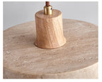 Pendant Light | Yellow Travertine Shade & Walnut Wood | 20 cm Diameter