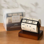 Perpetual Desk Calendar | Roll Wheel Design & Wood-Metal Base