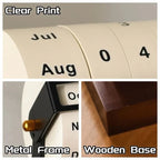Perpetual Desk Calendar | Roll Wheel Design & Wood-Metal Base