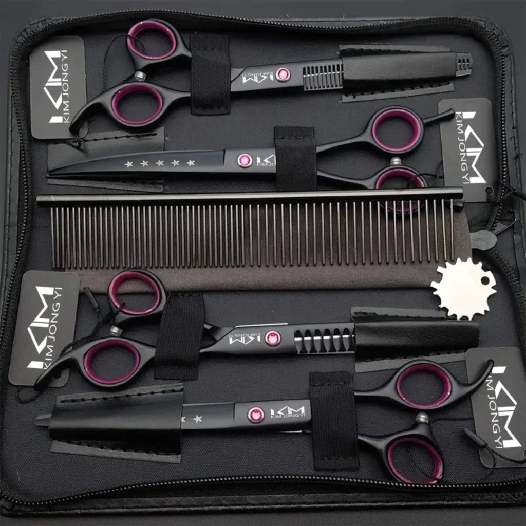 Pet Grooming Scissors Set | Durable Metal Blades & Ergonomic Grip | Set of 4