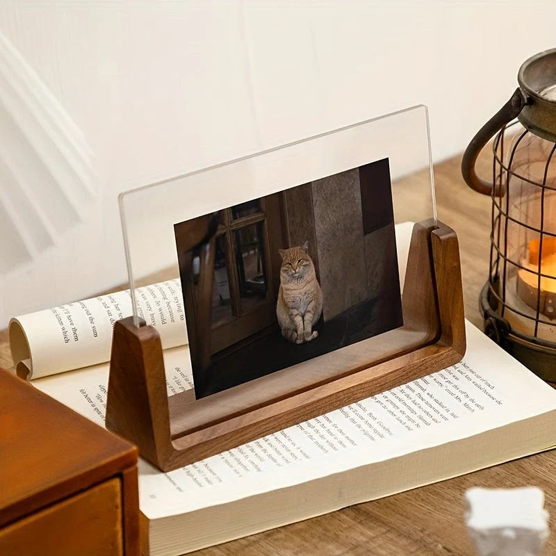 Photo Frame | Acrylic & Solid Wood U-Shaped Base | 6-Inch