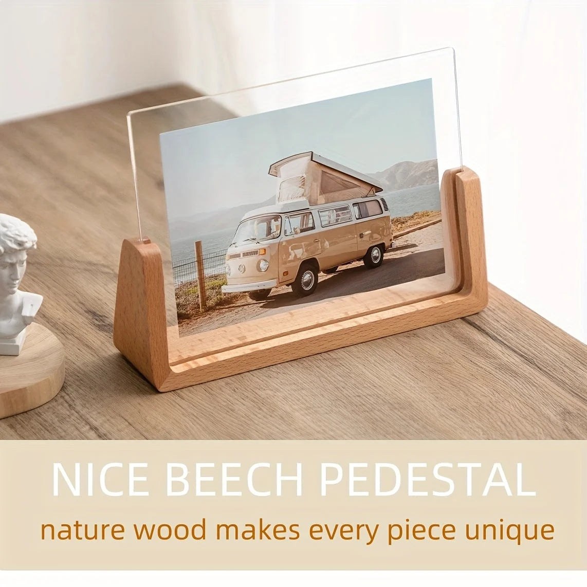 Photo Frame | Acrylic & Solid Wood U-Shaped Base | 6-Inch