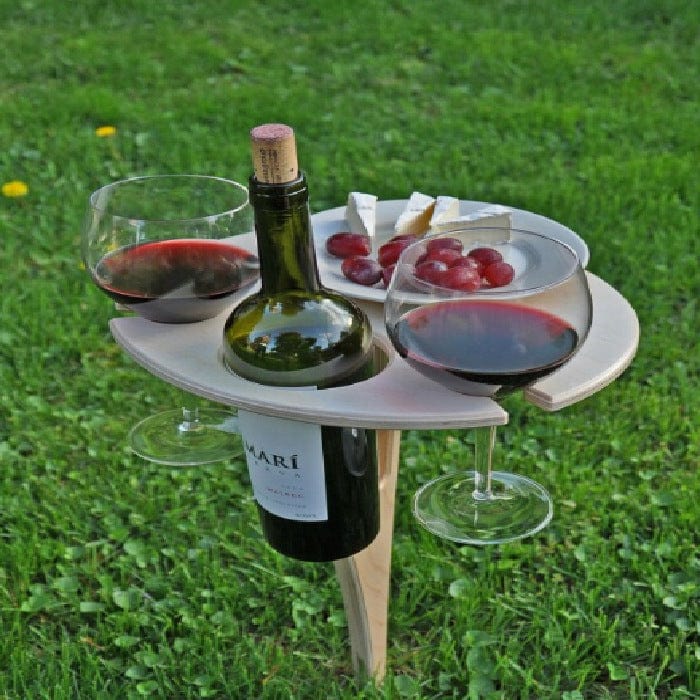 Picnic Table | Foldable Birch Wood & Integrated Wine Holder