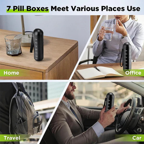 Pill Organizer | Aluminum Alloy & Waterproof Silicone Seal | 7-Day Modular