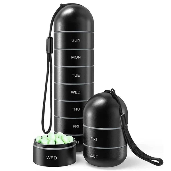 Pill Organizer | Aluminum Alloy & Waterproof Silicone Seal | 7-Day Modular