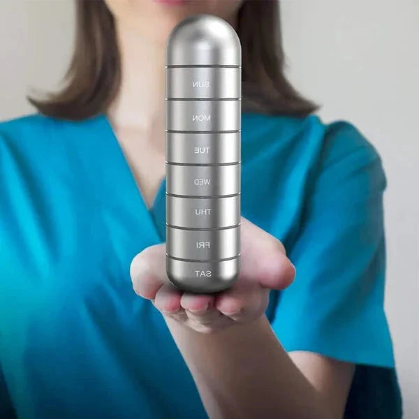 Pill Organizer | Aluminum Alloy & Waterproof Silicone Seal | 7-Day Modular