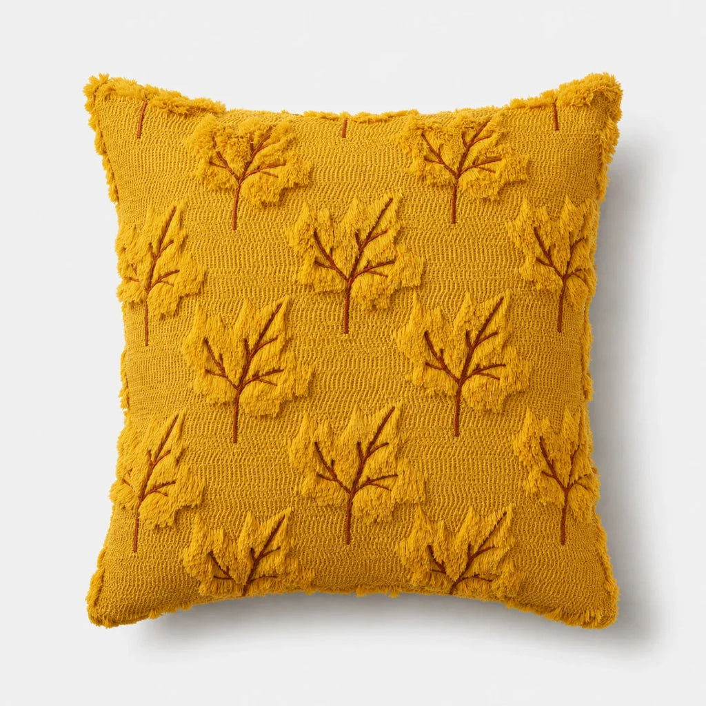 Pillow Cover | Hand-Tufted Chenille & Quilted Embroidery | 18 In Square
