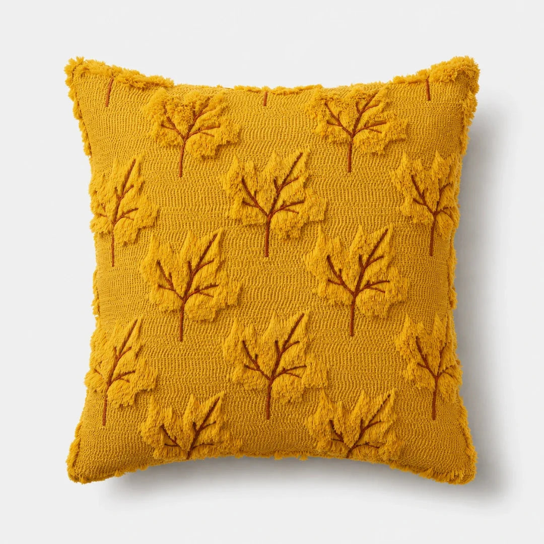 Pillow Cover | Hand-Tufted Chenille & Quilted Embroidery | 18 In Square