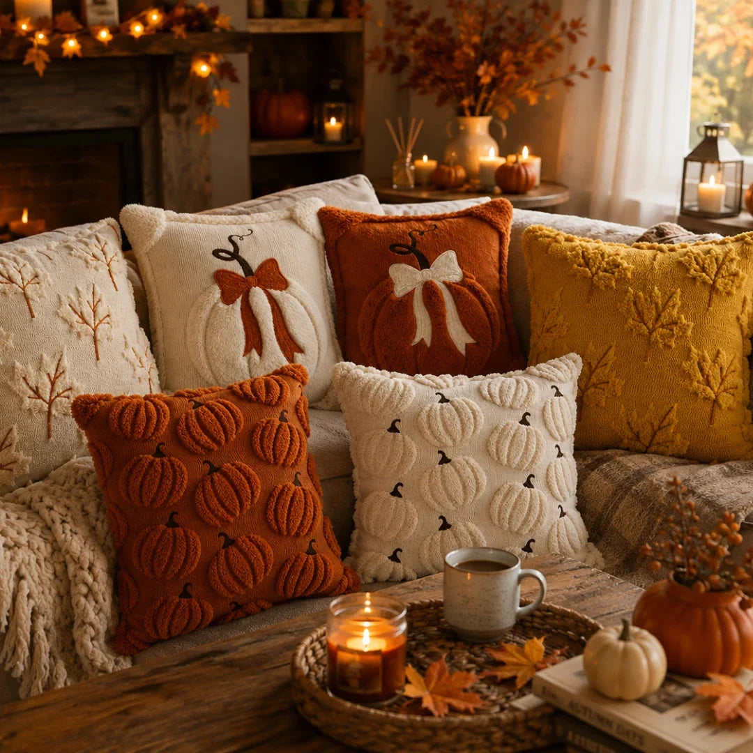 Pillow Cover | Hand-Tufted Chenille & Quilted Embroidery | 18 In Square