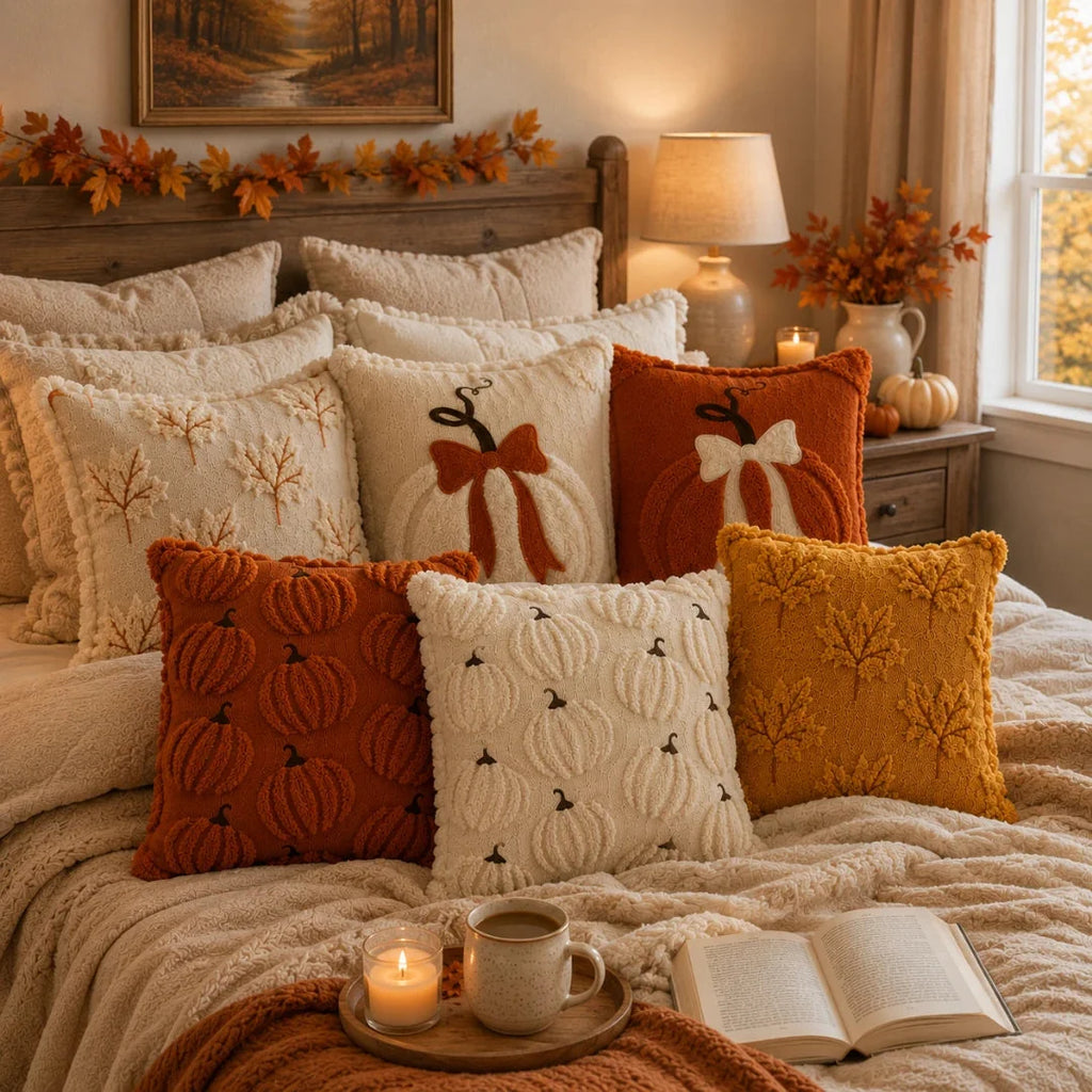 Pillow Cover | Hand-Tufted Chenille & Quilted Embroidery | 18 In Square