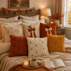Pillow Cover | Hand-Tufted Chenille & Quilted Embroidery | 18 In Square