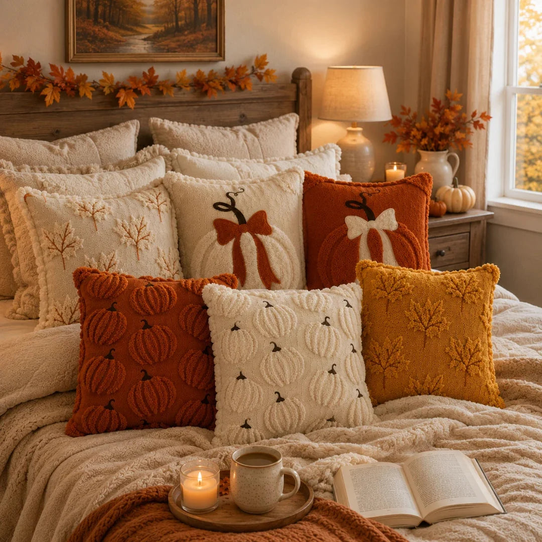 Pillow Cover | Hand-Tufted Chenille & Quilted Embroidery | 18 In Square