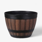 Plant Pot | Barrel-Shaped Resin With Integrated Drainage