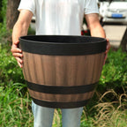 Plant Pot | Barrel-Shaped Resin With Integrated Drainage