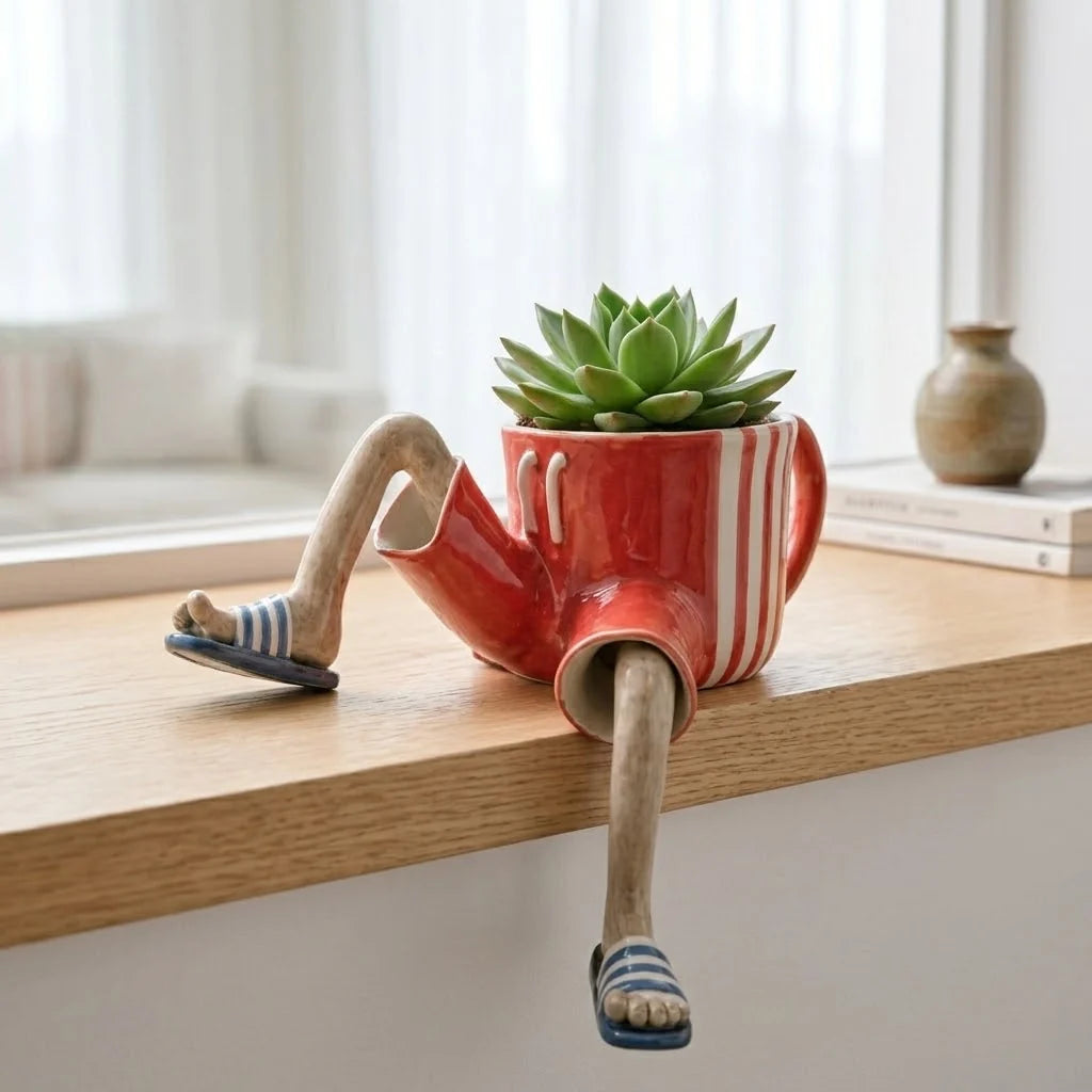 Plant Pot | Edge-Sitting & Hand-Painted | Ø 5 cm Opening