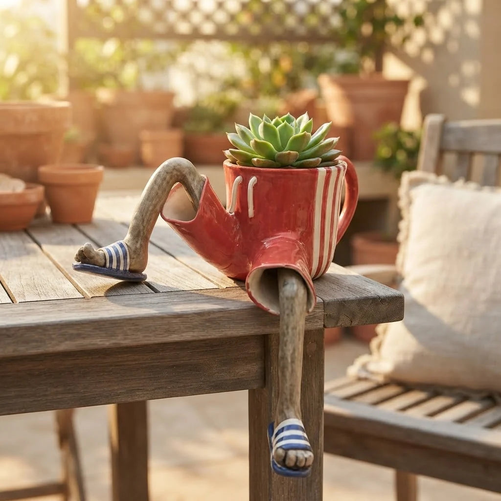 Plant Pot | Edge-Sitting & Hand-Painted | Ø 5 cm Opening