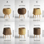 Plant Pot | Woven Look & Wooden Feet