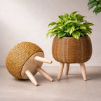 Plant Pot | Woven Look & Wooden Feet