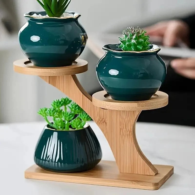 Plant Stand | Double-Level Bamboo & Portable | Indoor & Outdoor