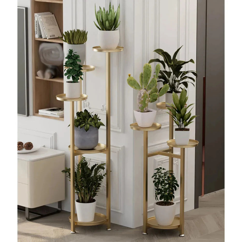 Plant Stand | Multi-Tier Steel & Staggered Shelves | 30 cm Footprint