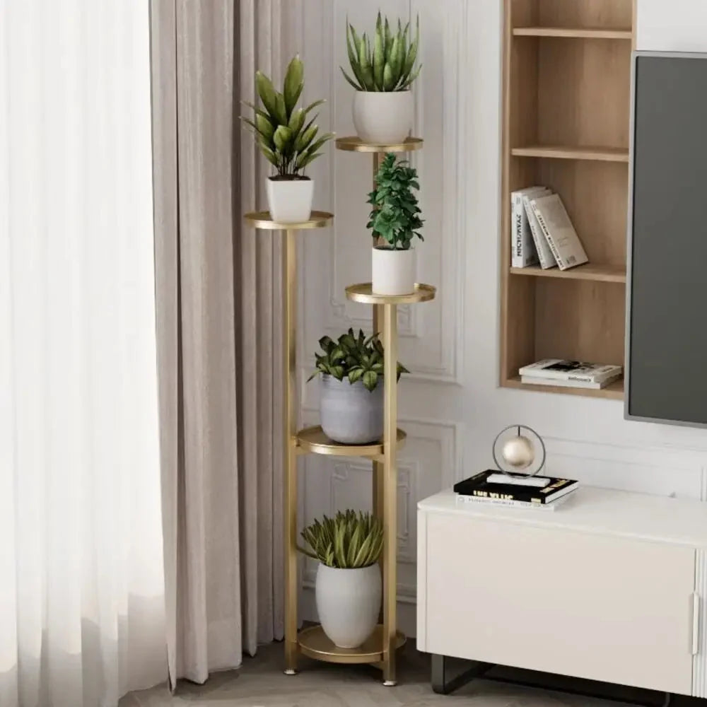 Plant Stand | Multi-Tier Steel & Staggered Shelves | 30 cm Footprint