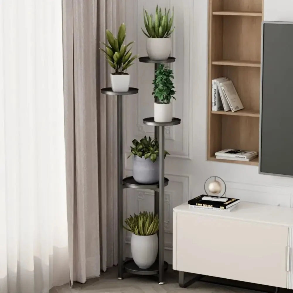 Plant Stand | Multi-Tier Steel & Staggered Shelves | 30 cm Footprint