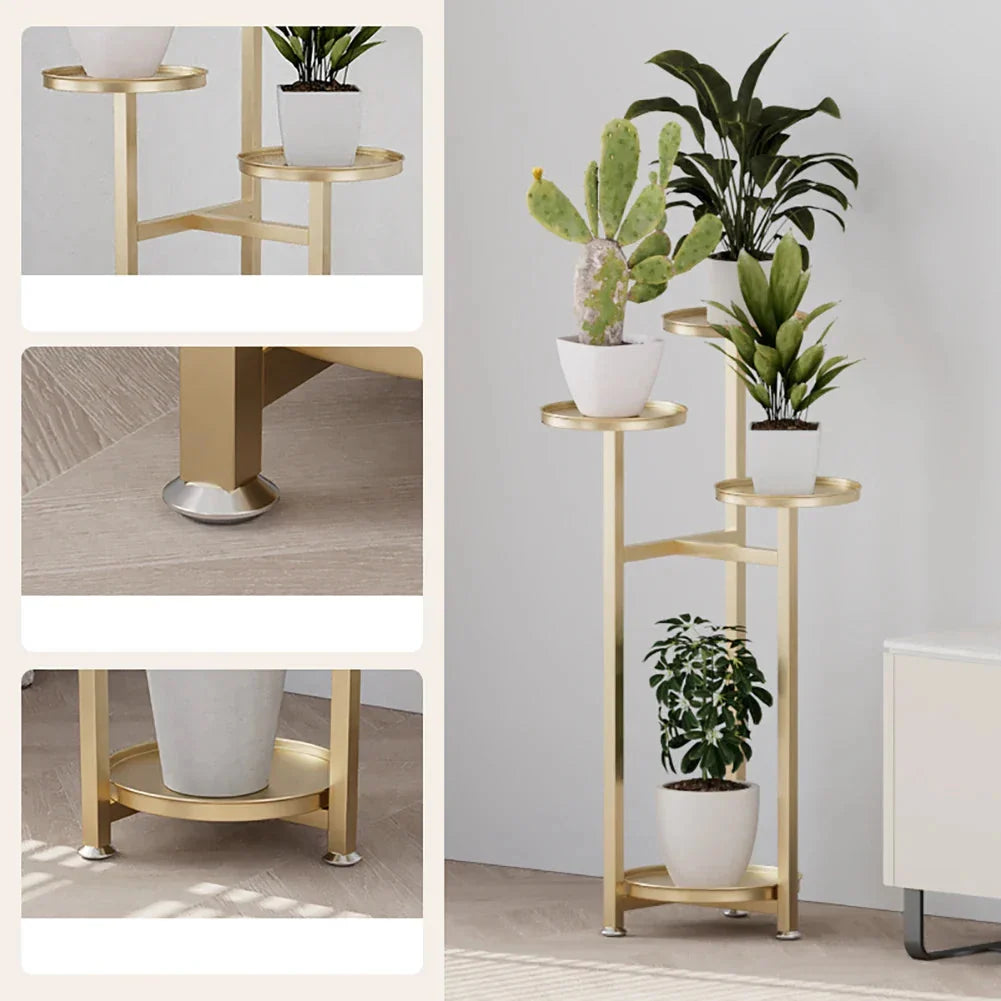 Plant Stand | Multi-Tier Steel & Staggered Shelves | 30 cm Footprint