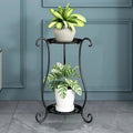 Plant Stand | Two-Tier Curved Iron | Indoor & Outdoor