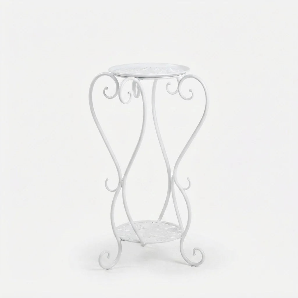 Plant Stand | Two-Tier Curved Iron | Indoor & Outdoor